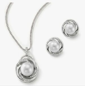 Mariell Freshwater Pearl & Crystal Swirl Jewelry Set